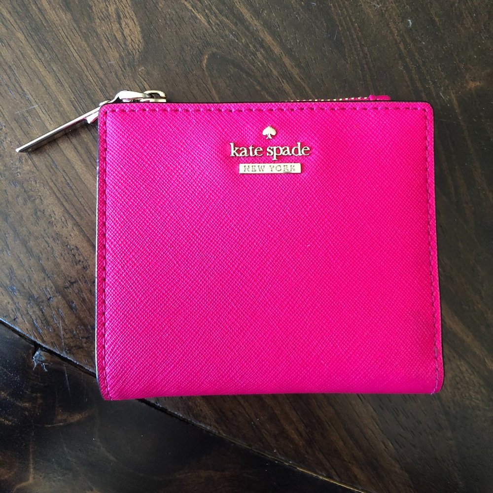 bright pink, new kate spade small wallet